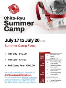 Chito-Ryu Summer Camp 2025 Fees
